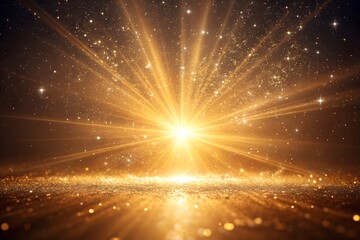 A Powerful Golden Radiance in the Cosmos, Cosmic Burst: Golden Light Erupting from a Stellar Core, The Golden Heart of a Spiral Galaxy
