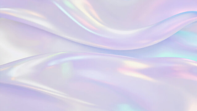 虹色の光沢が波打つ柔らかなホログラフィック風抽象背景