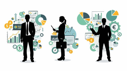 Business professionals analyzing financial data and charts.