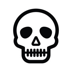 Simple black and white skull icon isolated on