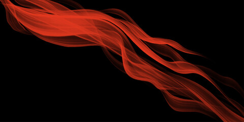 Abstract red Wave Background. Abstract red watercolor waves background. Red smoke on black background. Colored smoke on black background. Red fire flowing on dark background, copy space for design.  © Sofiqul