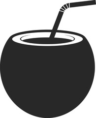 Coconut Drink with Straw Icon on White Background beverage tropical