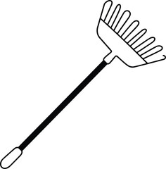 Naklejka premium Garden Rake Outline Icon on White Background garden tool gardening