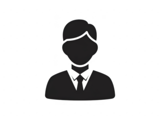 Professional silhouette of a man in a suit with a tie, representing business and corporate concepts isolated on transparent background