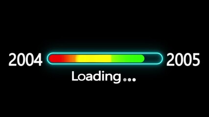 Year changing from 2004 to 2005. Loading bar from 2004 to 2005 new year transfer animation. New year 2005 loading bar animation, Year change concept.