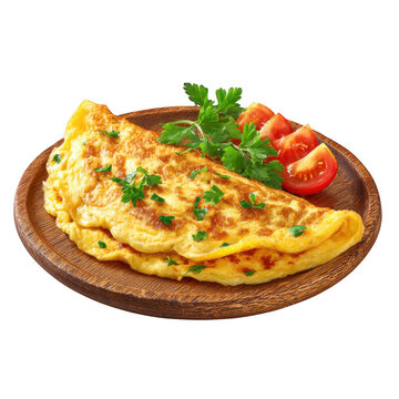 Golden omelette isolated on transparent background