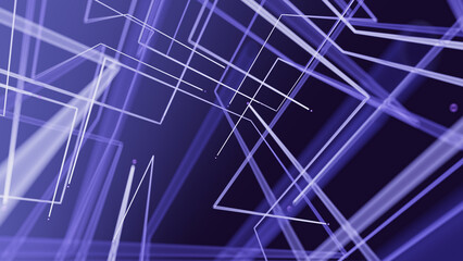 3D render design showing glowing line grid intersecting geometric blocks