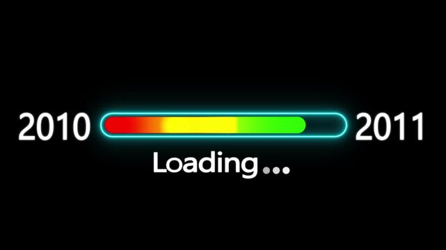 Year changing from 2010 to 2011. Loading bar from 2010 to 2011 new year transfer animation. New year 2011 loading bar animation, Year change concept.