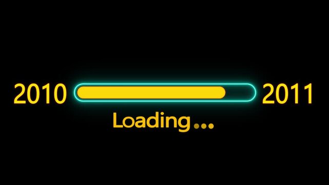 Year changing from 2010 to 2011. Loading bar from 2010 to 2011 new year transfer animation. New year 2011 loading bar animation, Year change concept.
