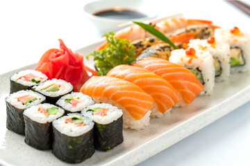 Traditional japanese sushi platter