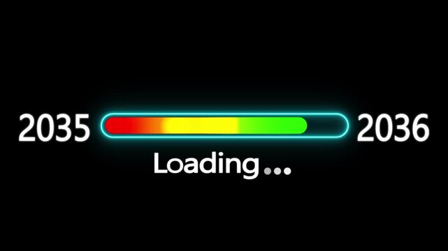 Year changing from 2035 to 2036. Loading bar from 2035 to 2036 new year transfer animation. New year 2036 loading bar animation, Year change concept.