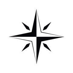 Black and white compass rose isolated on