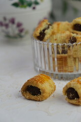 multiple Popular cookies in during celebration Christmas or eid  on white isolated background including chocolate chips