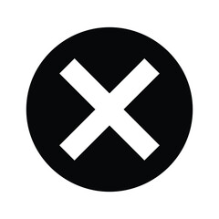 Black circle with a white cross symbol isolated on