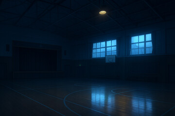 夜の学校の体育館