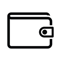 Simple black wallet icon on white background