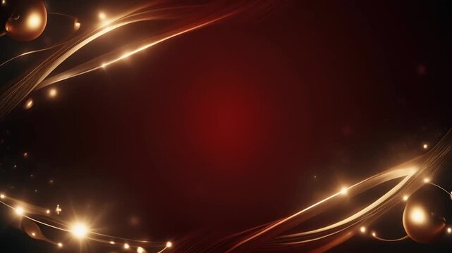 Elegant Red Festive Background with Glowing Light Trails