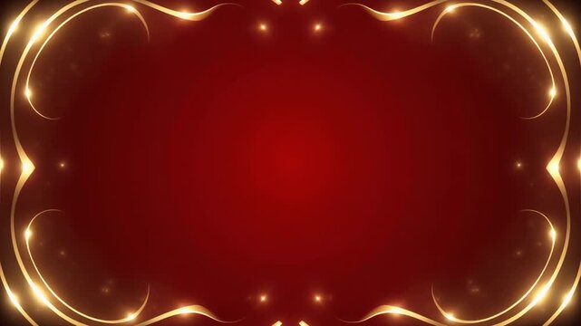 Luxurious Red Background with Shimmering Golden Frame Design