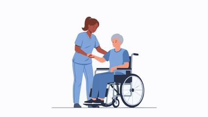 Fototapeta premium A nurse with a patient in a wheelchair