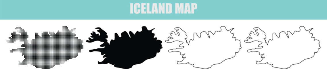 Iceland Map Silhouette Vector Illustration