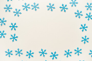 christmas background with snowflakes. Blue snowflake background. Snowflake texture.