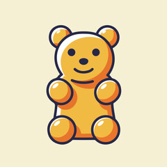 Obraz premium Cute cartoon yellow gummy bear candy perfect for childrens party invitations, confectionery shops, candy packaging, kids activities, and educational materials.