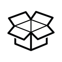 Simple black and white open box icon