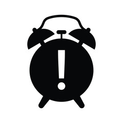 Alarm clock with exclamation mark indicating urgency