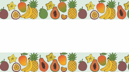 Vibrant Tropical Fruits Border Design with Exotic Variety.