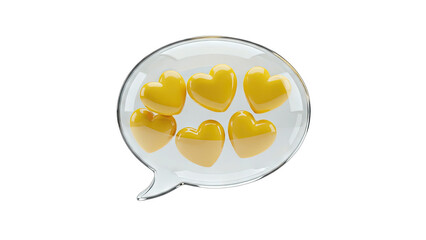 Heart-shaped candies inside a speech bubble on white background