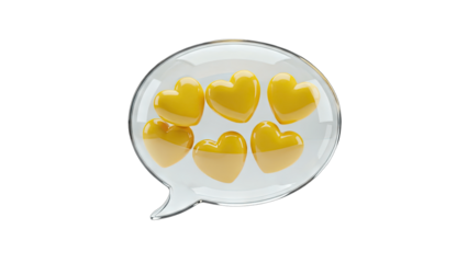Heart-shaped candies inside a speech bubble on white background