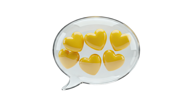 Heart-shaped candies inside a speech bubble on white background - Powered by Adobe