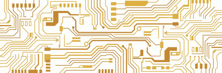 Abstract golden circuit board lines isolated vector illustration