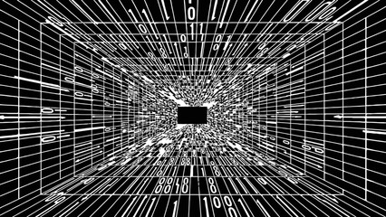 Fototapeta premium Abstract perspective futuristic dark tunnel background graphic design