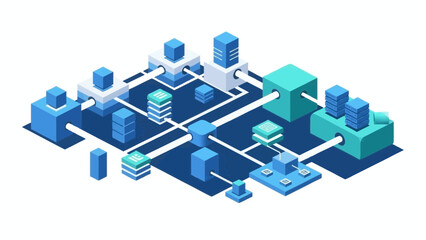 Complex isometric data network and connection structure vector illustration