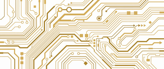 Golden electronic circuit board lines background vector illustration
