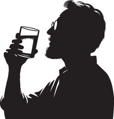silhouette of a woman drinking water