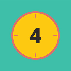 number 4 clock icon vector design illustration
