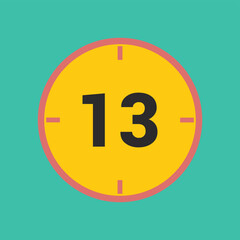 number 13 clock icon vector design illustration
