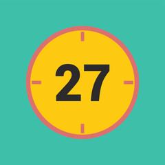 number 27 clock icon vector design illustration