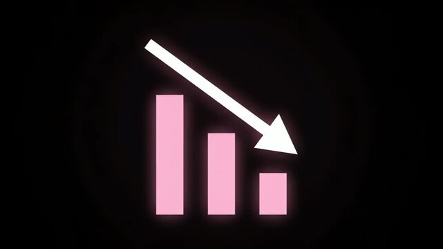 Elegant Pink Downtrend Bar Chart with Subtle Light and White Arrow