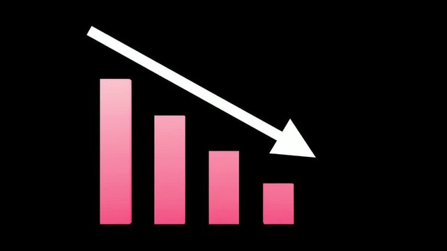 Minimal Pink Downward Bar Graph with Gentle Light and White Arrow