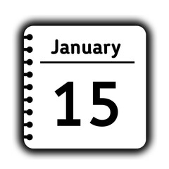 January 15st calendar new year day reminder icon note pad diary symbol