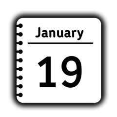 January 19st calendar new year day reminder icon note pad diary symbol