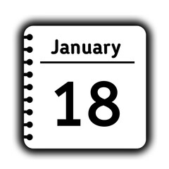 January 18st calendar new year day reminder icon note pad diary symbol