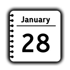 January 28st calendar new year day reminder icon note pad diary symbol