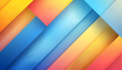 Vibrant abstract background with overlapping diagonal stripes in blue, orange, yellow, and red hues creating a dynamic visual effect.