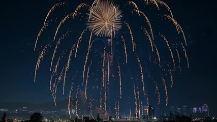 Fireworks display celebration with sound audio, Colorful Firework 4K