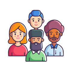 Diverse international and multiracial group of standing happy woman