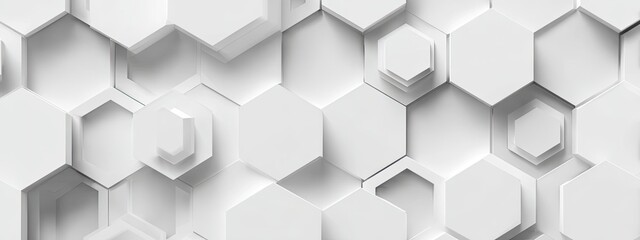Naklejka premium Abstract white hexagonal 3D surface with varying depth. Modern, minimalist, and geometric